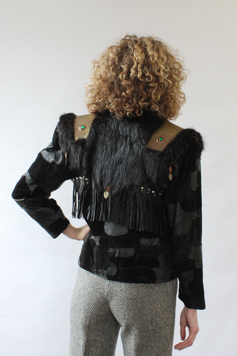 Embellished Warrior Leather Coat M