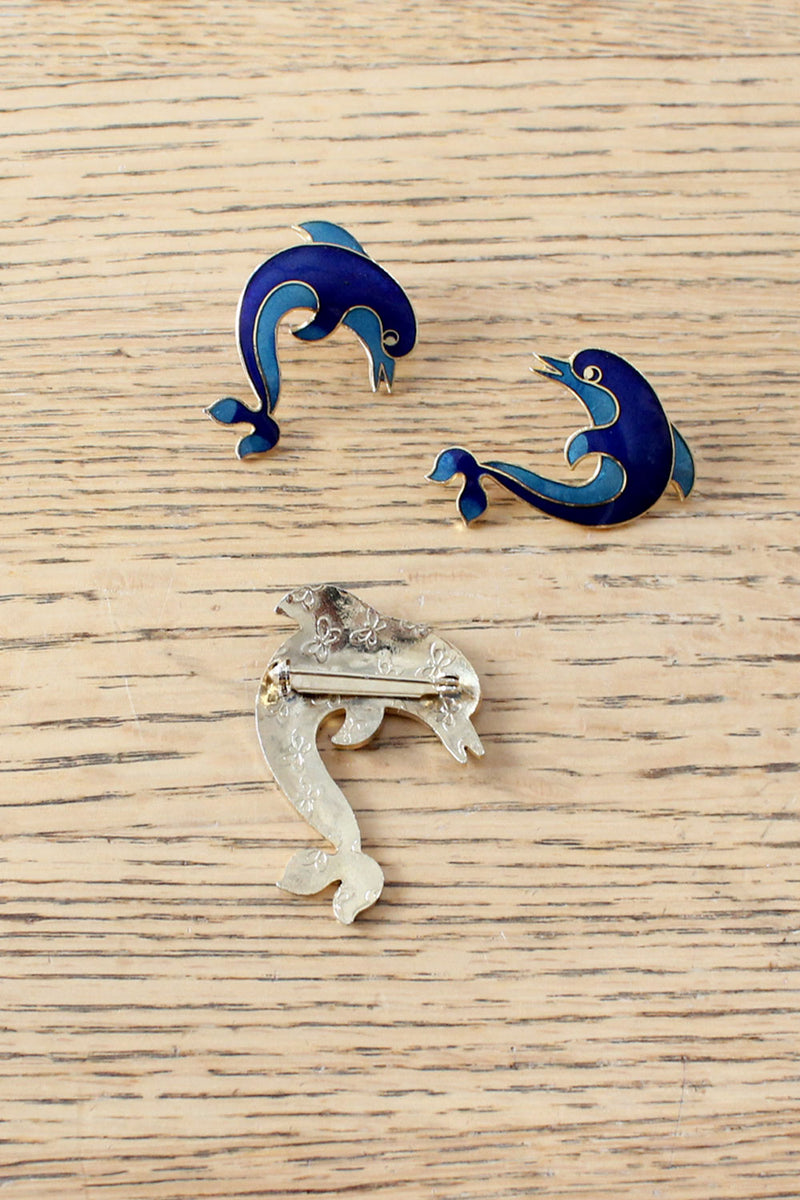 Dolphin Fam Earrings & Pin Set