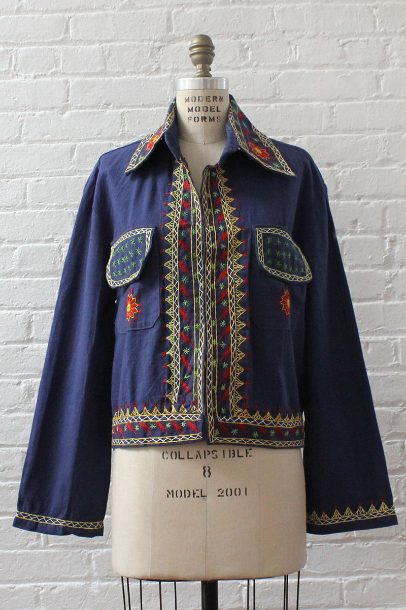 Hand Embroidered Cotton Jacket M