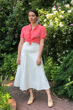 Blanc Leather Flare Skirt M