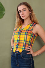 Bobbie Plaid Fitted Vest M