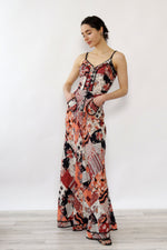 Young Edwardian Wine Label Print Dress XS