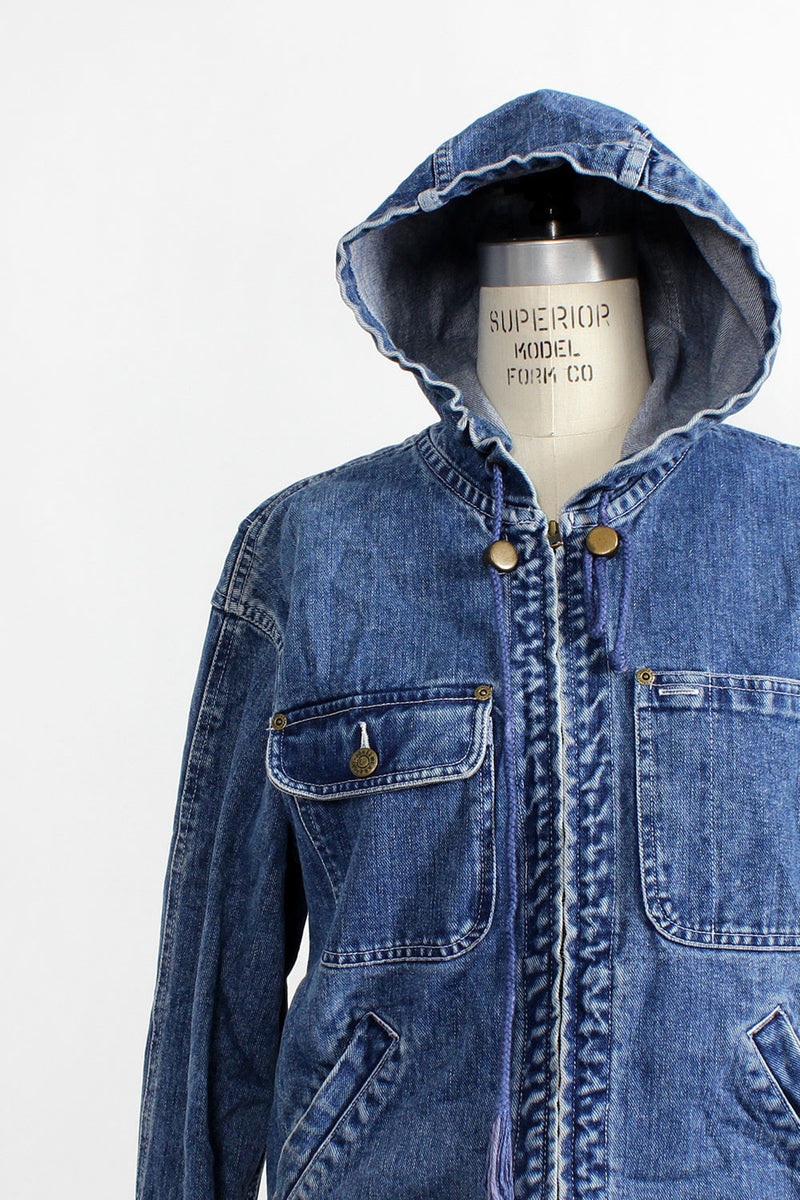 Hood & Zip Denim Jacket M
