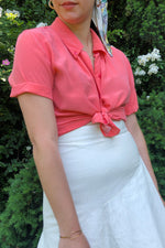 Blanc Leather Flare Skirt M