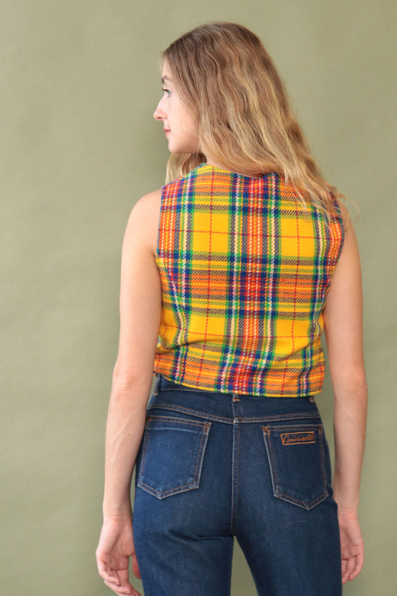 Bobbie Plaid Fitted Vest M