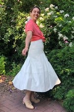 Blanc Leather Flare Skirt M
