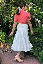 Blanc Leather Flare Skirt M