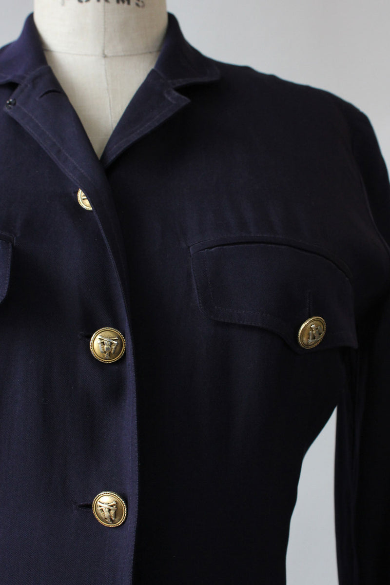 Dana Navy Button Dress S/M