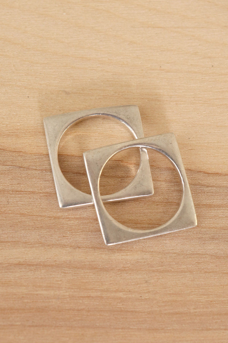 Pair of Sterling Square Rings – OMNIA