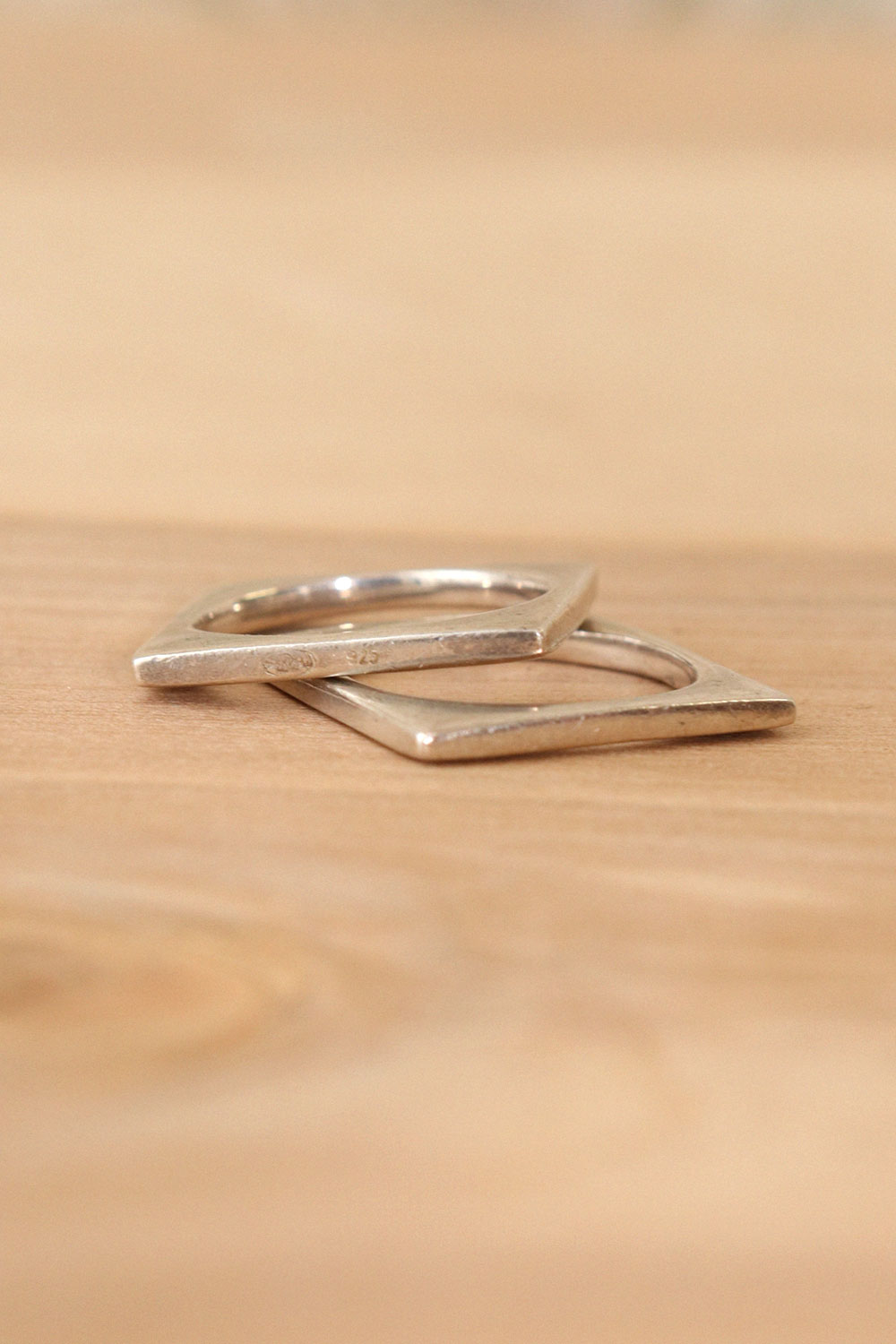 Pair of Sterling Square Rings