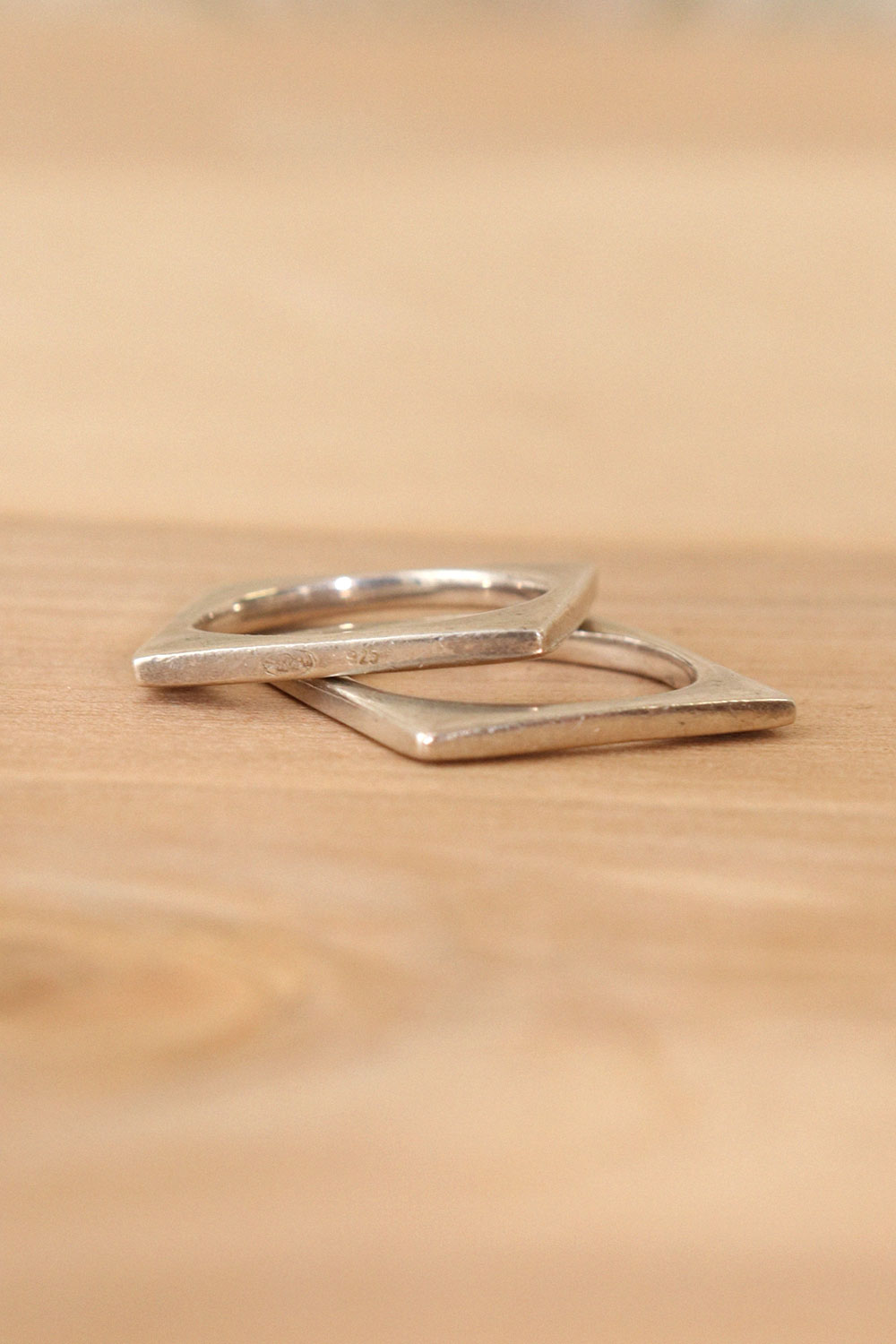 Pair of Sterling Square Rings