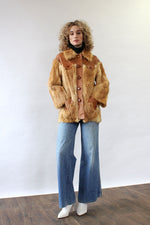 Oleg Cassini Honey Fur & Leather Coat M