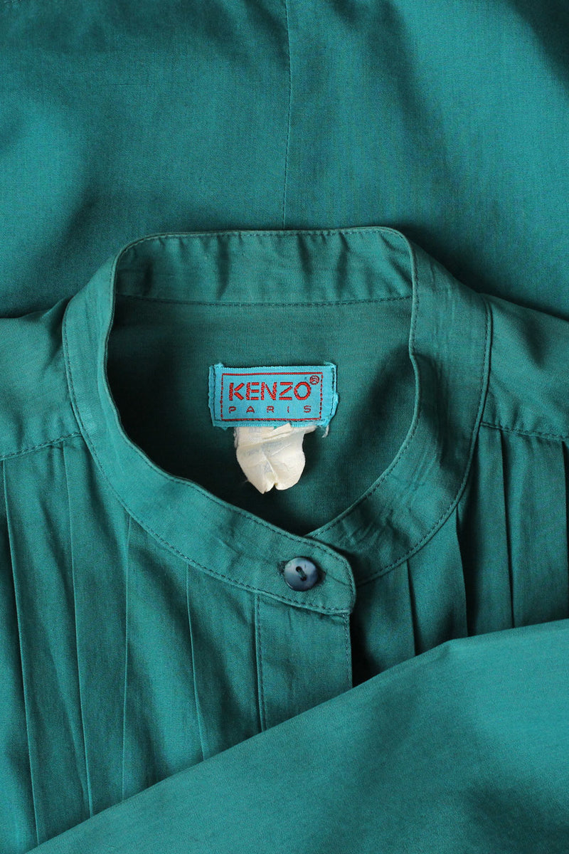 Kenzo Cotton Pleat Blouse L