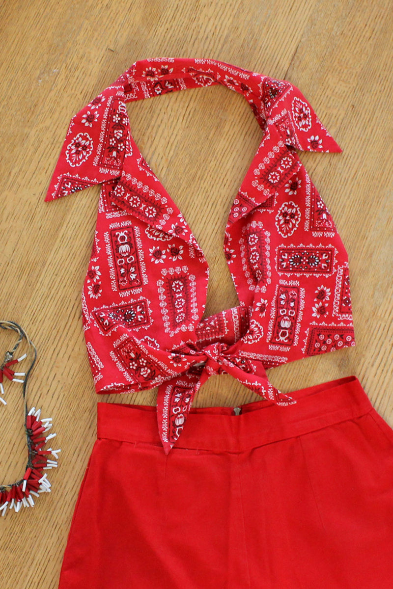 Bandana Print Halter Top M/L