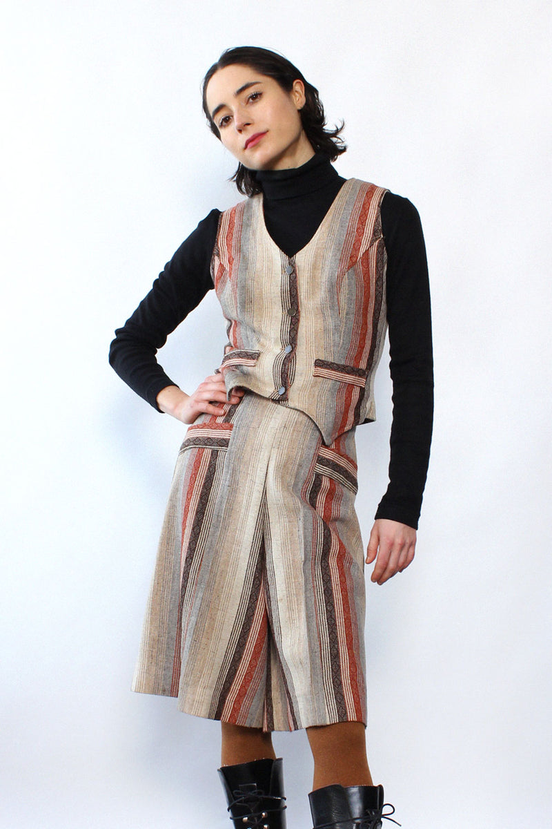 Berman Striped Gaucho Vest Set XS