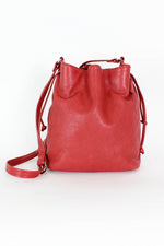 Ruby Red Leather Bucket Bag