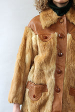 Oleg Cassini Honey Fur & Leather Coat M