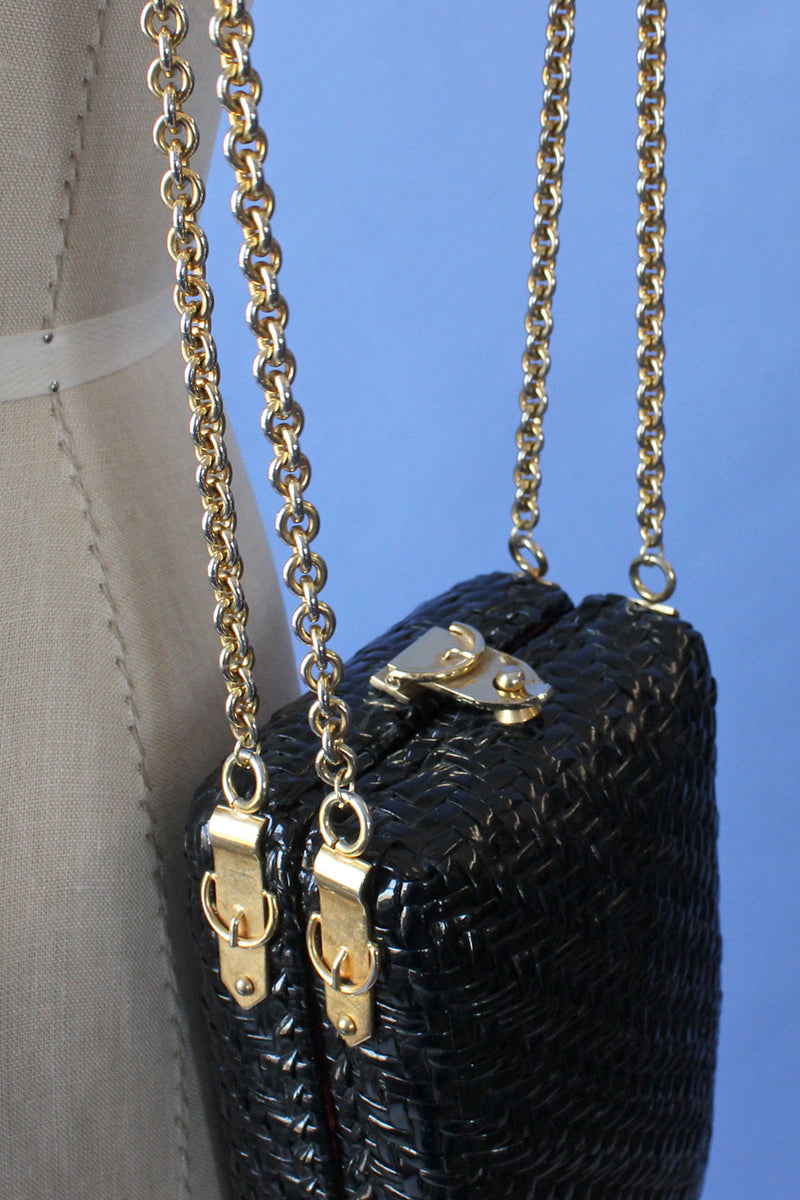 Dorian Wicker & Gold Chain Purse