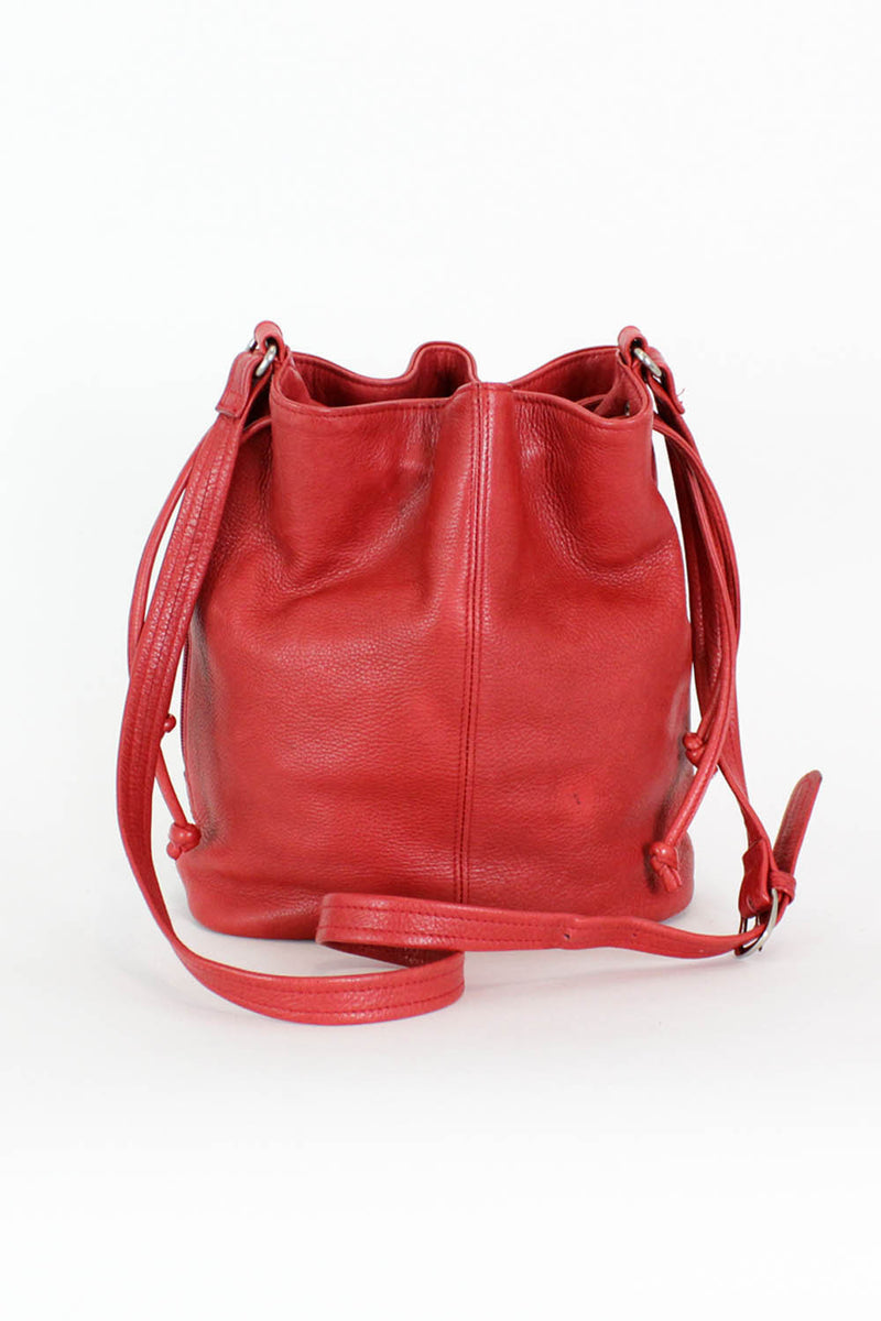 Ruby Red Leather Bucket Bag