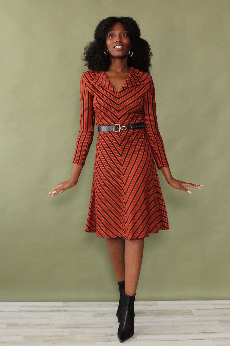Cranberry Chevron Flare Dress S/M OMNIA Cranberry Chevron Flare Dress S/M OMNIA