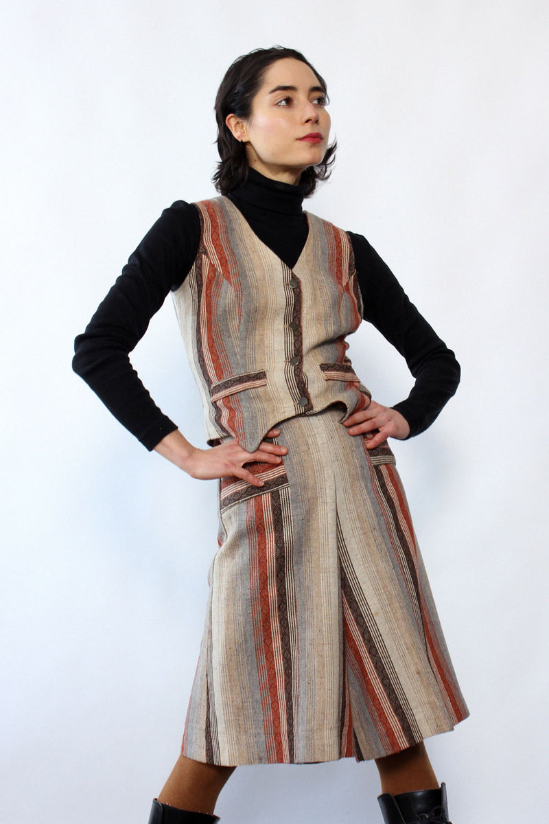 Berman Striped Gaucho Vest Set XS
