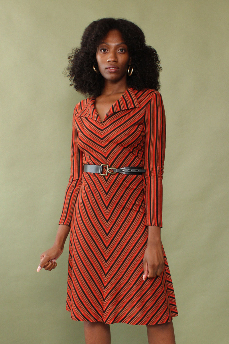 Cranberry Chevron Flare Dress S/M
