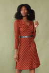 Cranberry Chevron Flare Dress S/M