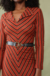 Cranberry Chevron Flare Dress S/M
