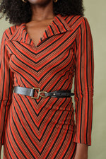Cranberry Chevron Flare Dress S/M