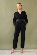 Black Collared 80s Jumpsuit M-M/L