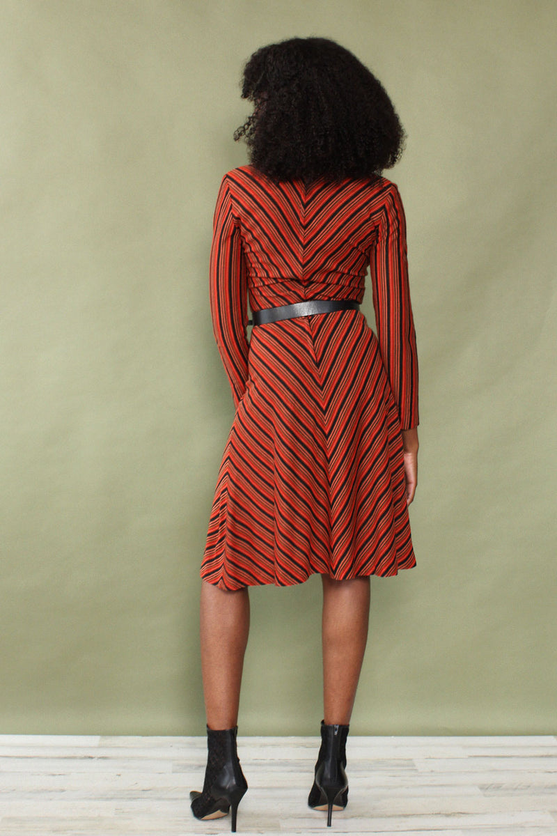Cranberry Chevron Flare Dress S/M