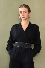 Black Collared 80s Jumpsuit M-M/L