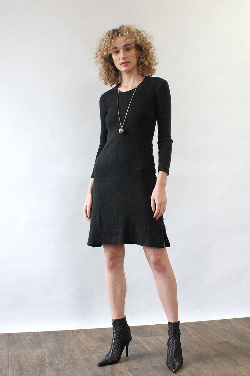 70s Ribbed Button Dress XS-M