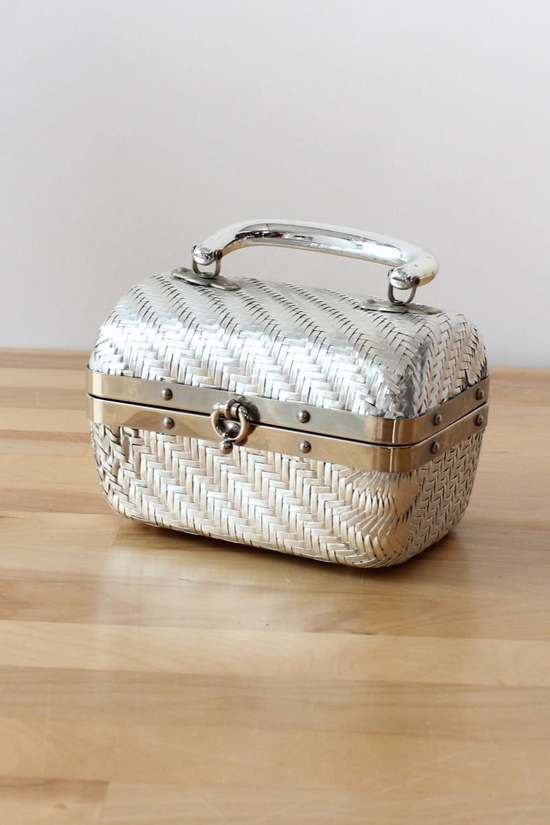 Silver Woven Box Bag