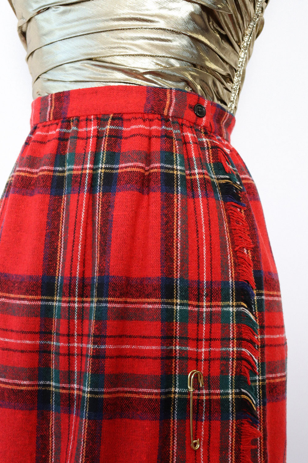 Red Plaid Kiltie Skirt M