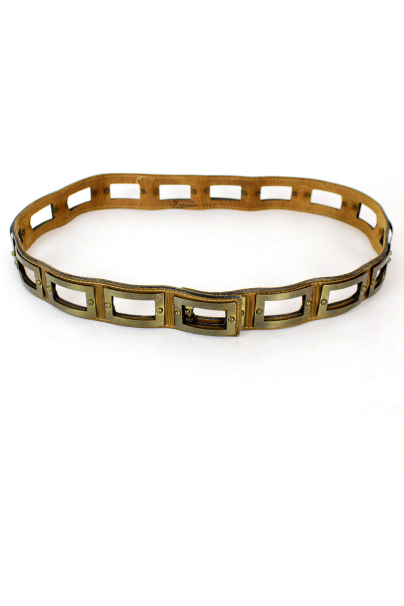 70s Calderon Brass Window Belt S/M