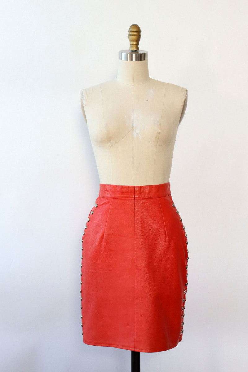 Gazzarri Studded Leather Skirt XS