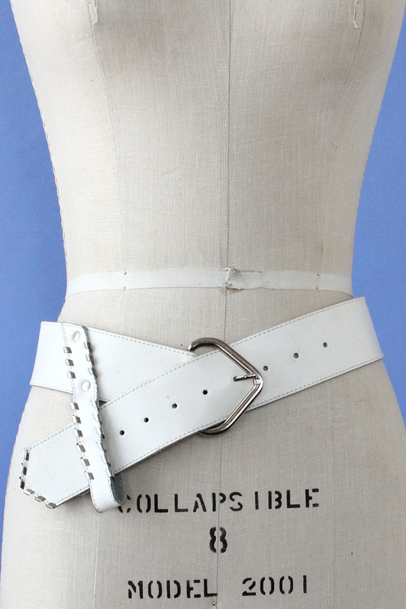 Blanc Leather 80s Belt