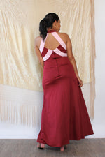 Raspberry Chevron Maxi Dress M