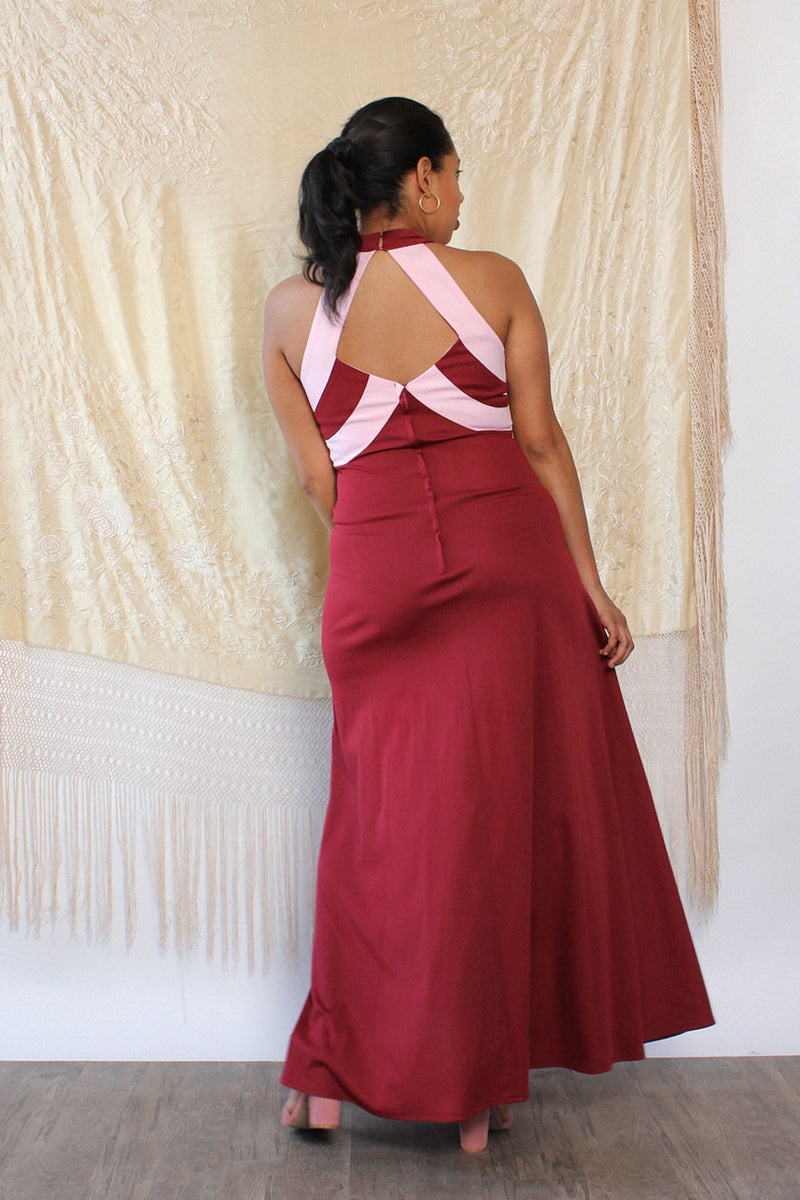 Raspberry Chevron Maxi Dress M