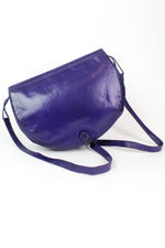 Charles Jourdan royal blue leather half moon crossbody bag