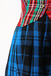 Cobalt Plaid Taffeta Skirt L/XL