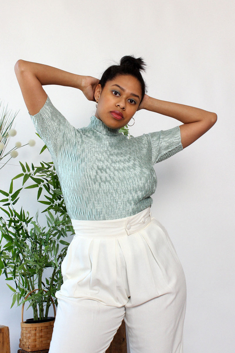 Mint Pleat Mockneck Top M/L