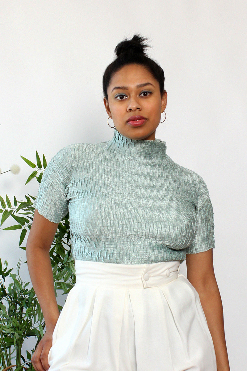 Mint Pleat Mockneck Top M/L