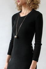 70s Ribbed Button Dress XS-M