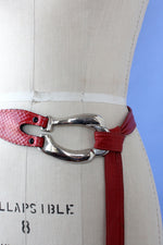 Mixed Material Brick Red Belt