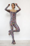 Mirrored Trumpet Flare Catsuit XS/S