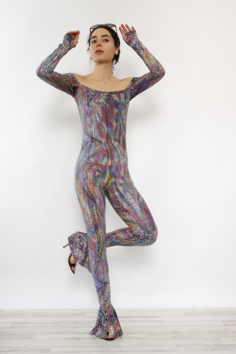 Mirrored Trumpet Flare Catsuit XS/S