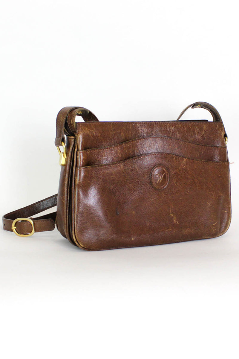 Distressed Leather Accordion Bag
