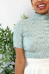 Mint Pleat Mockneck Top M/L